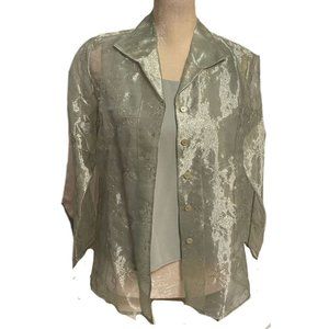 Women Sheer DRESSY JACKET  with Tank Top Set  Pale Green Size 12 KARI'S PLACE